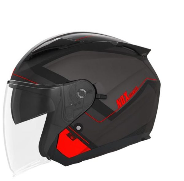Kaciga NOX Jet 129 TRIOM mat crno crvena